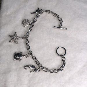 Sterling Silver Ocean Charm Chain Bracelet
